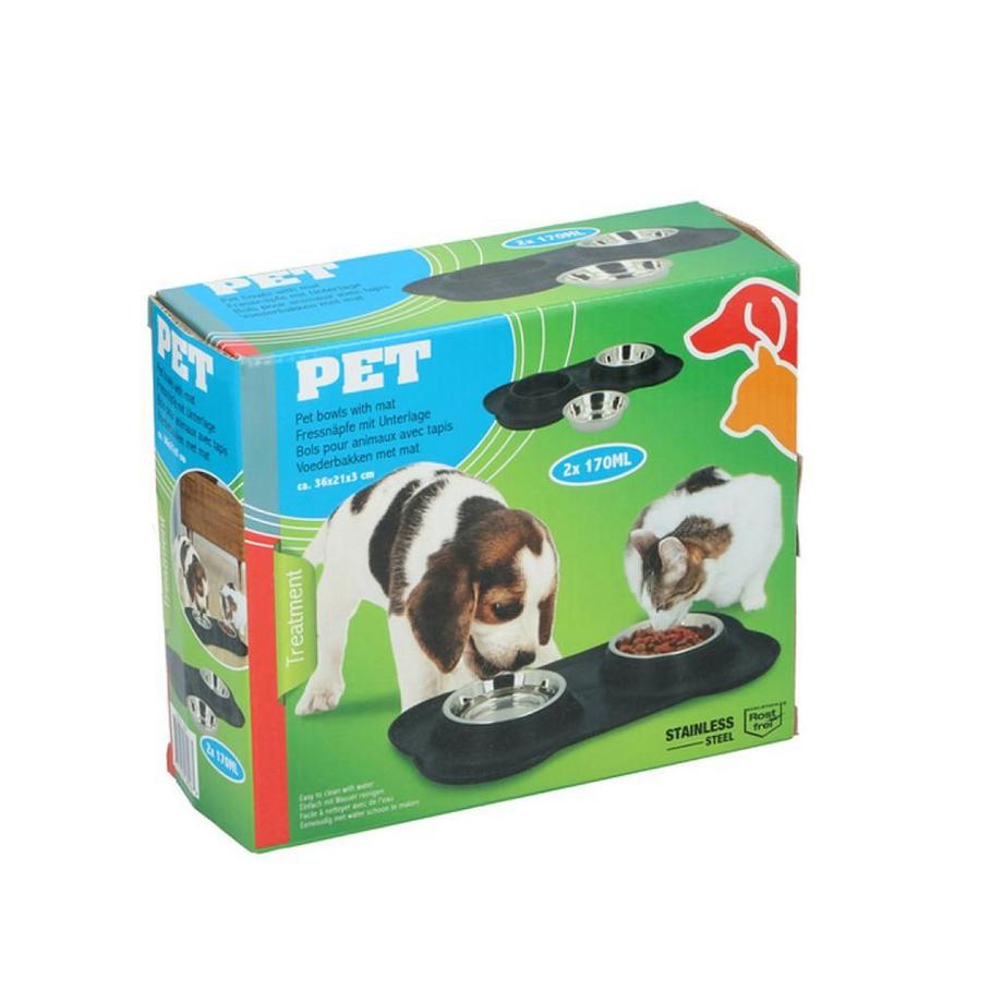 eStore  Futter- und Wassernapf für Haustiere - Edelstahl 