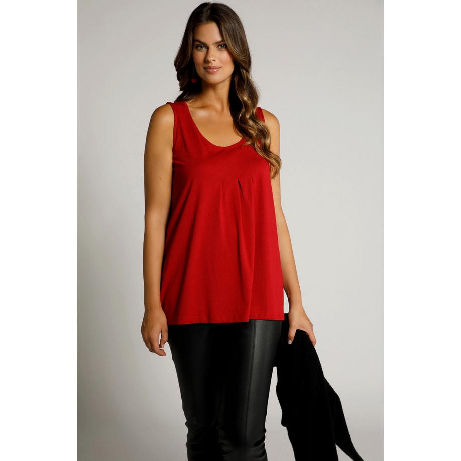 Ulla Popken Top Senza Maniche Girocollo Linea ad A con Pieghe Decorative  