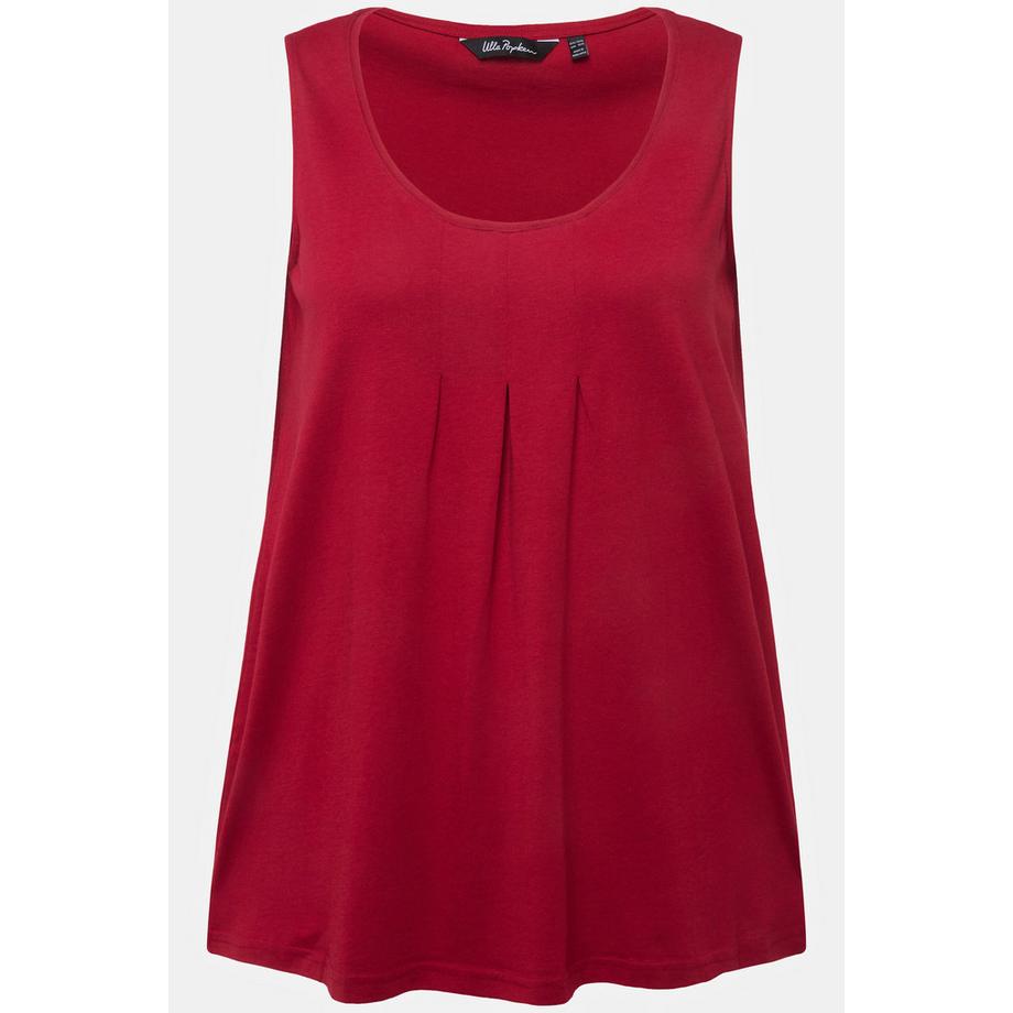 Ulla Popken Top Senza Maniche Girocollo Linea ad A con Pieghe Decorative  