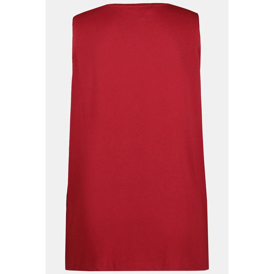 Ulla Popken Top Senza Maniche Girocollo Linea ad A con Pieghe Decorative  