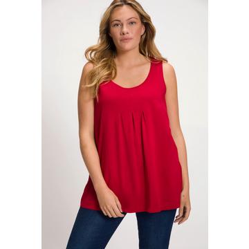 Top dal taglio svasato e smanicato in modal con pieghe decorative e scollo rotondo