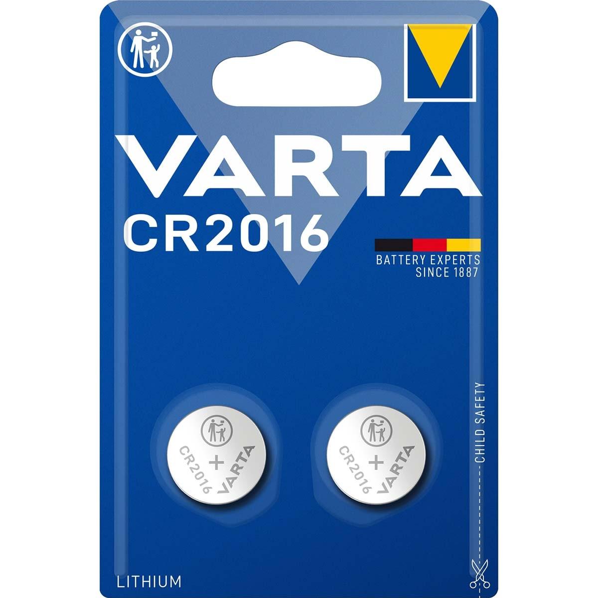 VARTA  Batteria a bottone al litio CR2016 | 3 V DC | 87 mAh | 2-Blister | Argento 