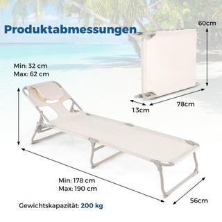 Northix Sonnenliege mit Öffnungen für Gesicht und Arme klappbare Gartenliege Liegestuhl bis 200 kg belastbar  