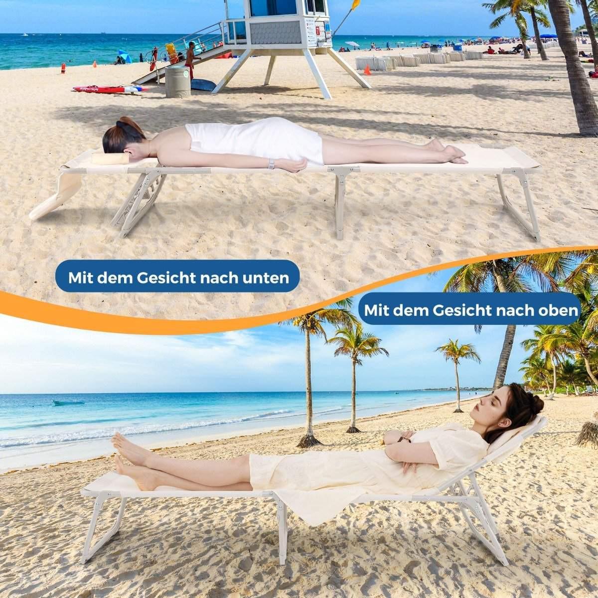 Northix Sonnenliege mit Öffnungen für Gesicht und Arme klappbare Gartenliege Liegestuhl bis 200 kg belastbar  