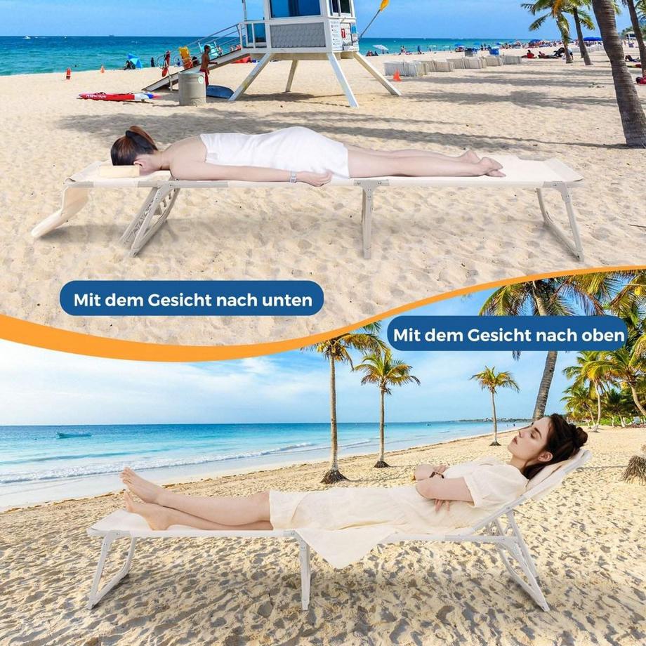 Northix Sonnenliege mit Öffnungen für Gesicht und Arme klappbare Gartenliege Liegestuhl bis 200 kg belastbar  