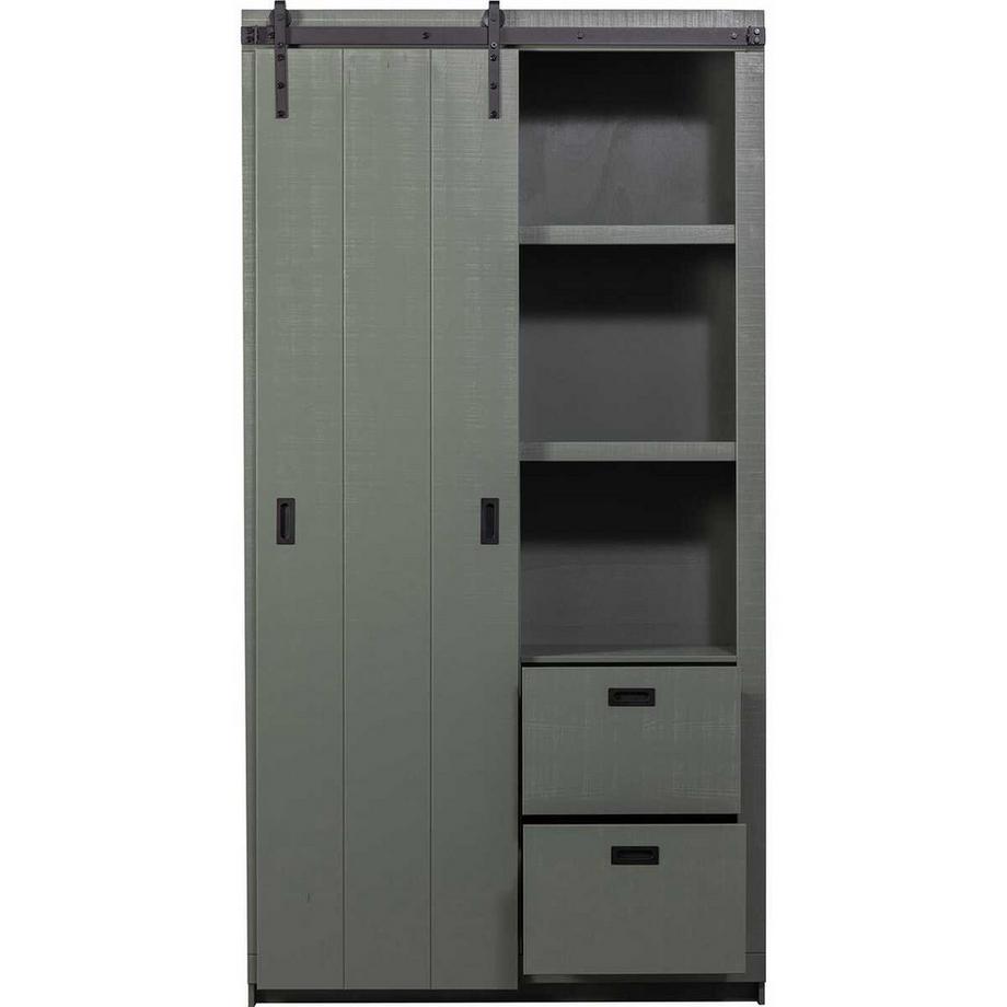 mutoni Schiebetürenschrank Barn Kiefer FSC seifengrün 122x230  