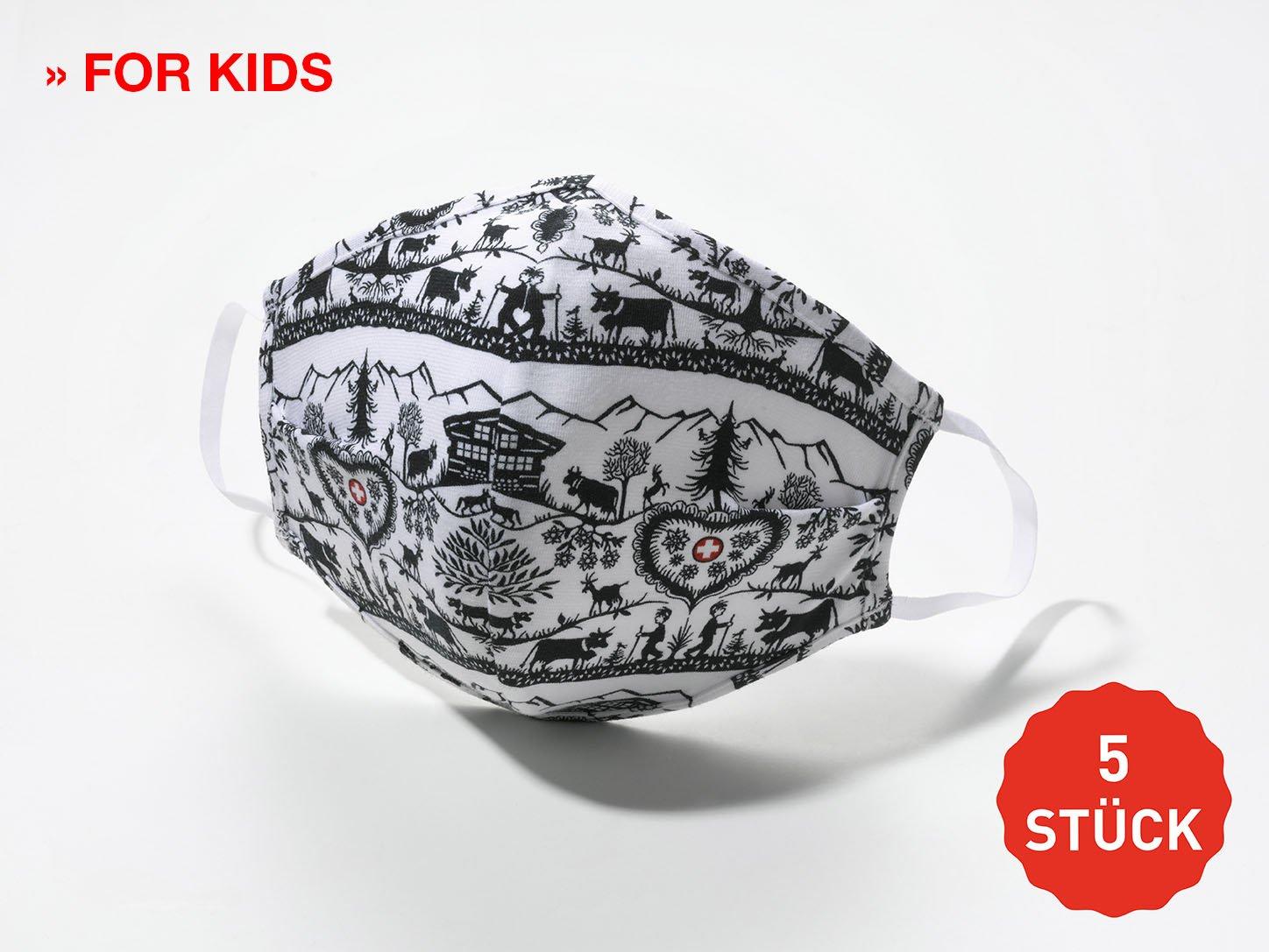 ISA bodywear  Hygienemaske für Kinder 5er-Pack ''Scherenschnitt'' 