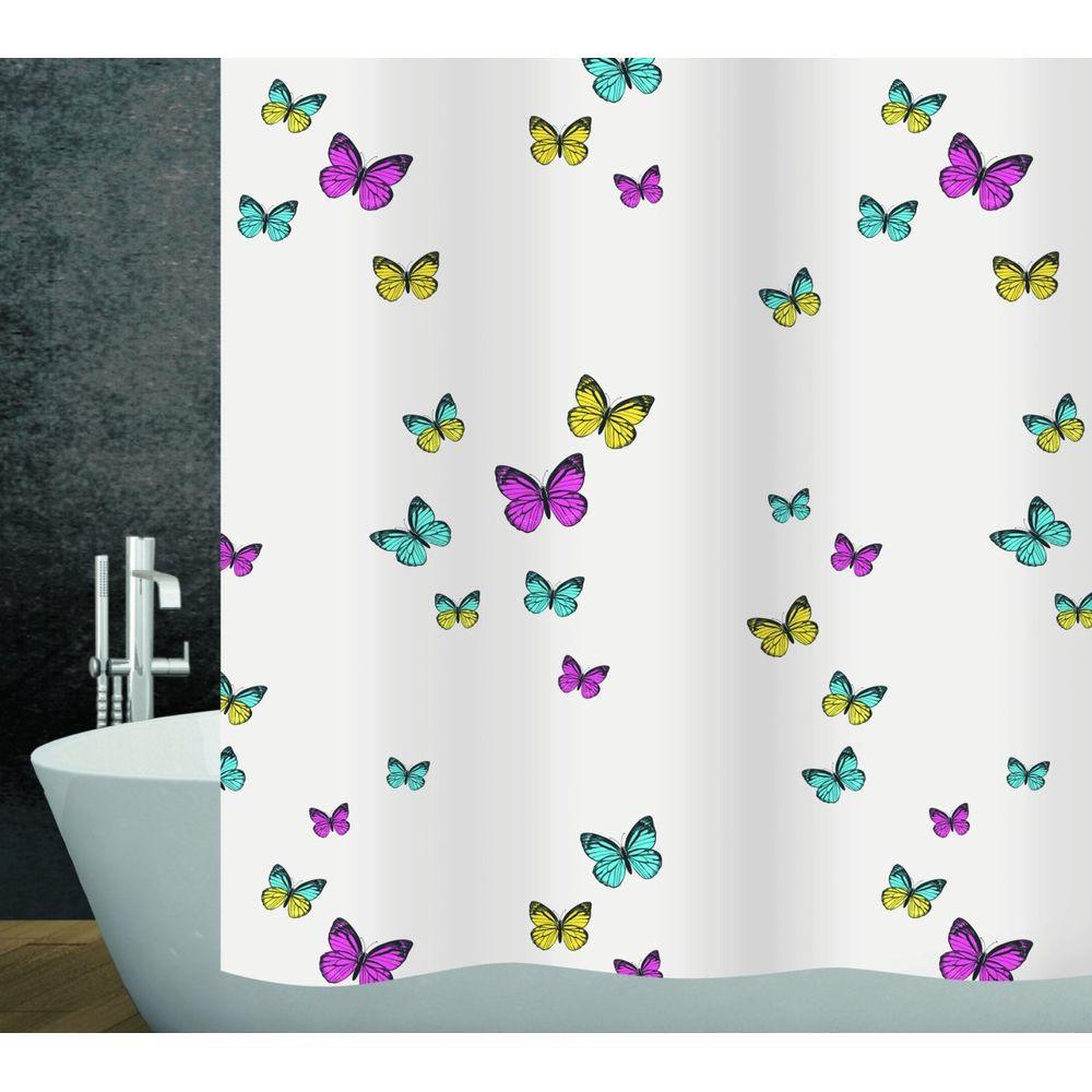 diaqua Rideau de douche textile Papillon  