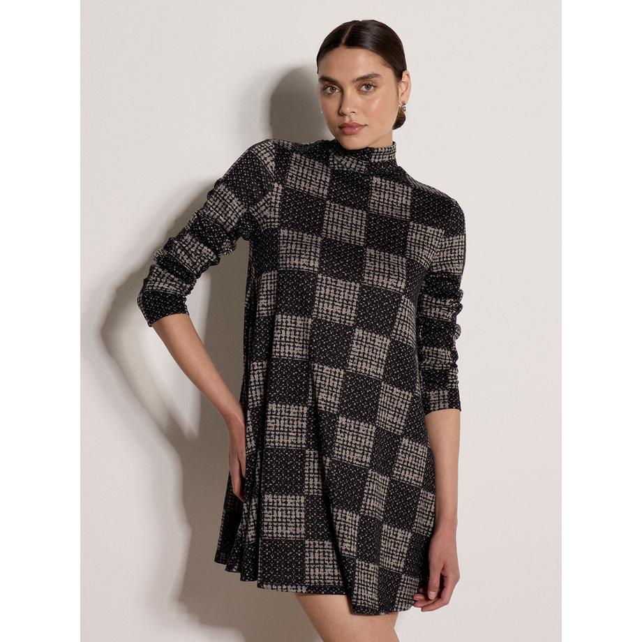 Mini-Swing-Kleid mit strukturiertem Karomuster