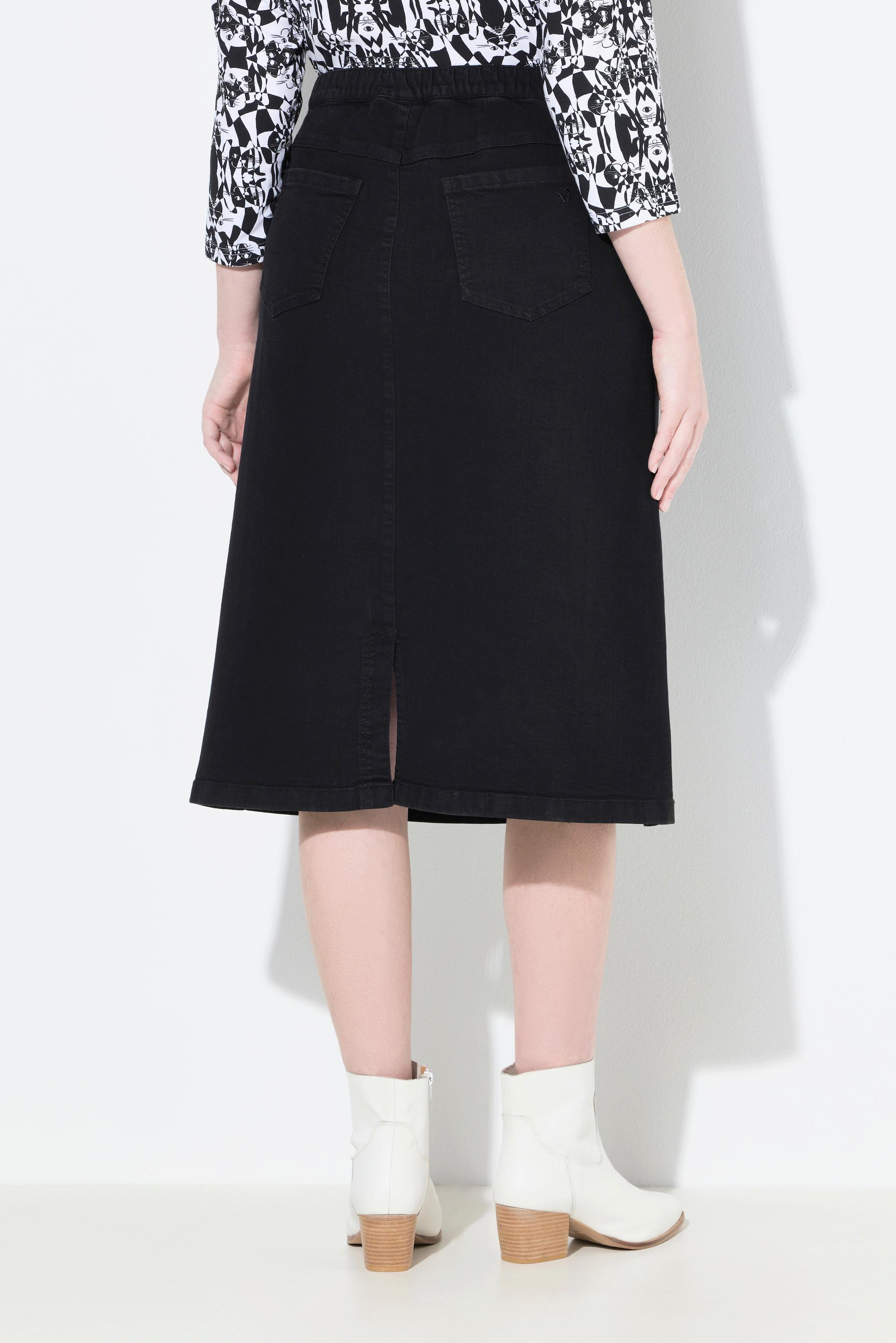 Ulla Popken Gonna di jeans A-line tasche comfort elasticizzato  