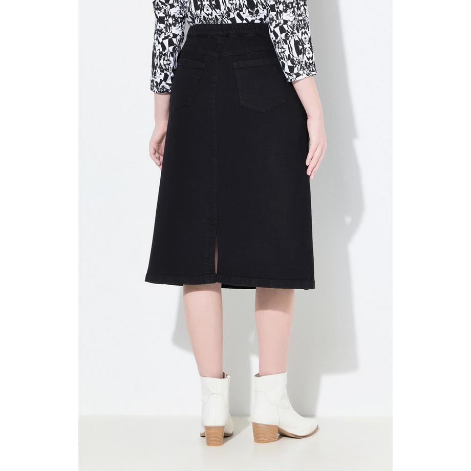 Ulla Popken Jupe trapèze en jean poches matière stretch  
