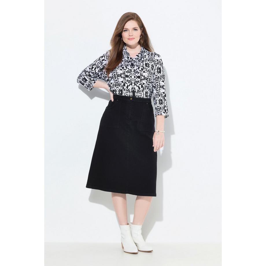 Ulla Popken Jupe trapèze en jean poches matière stretch  