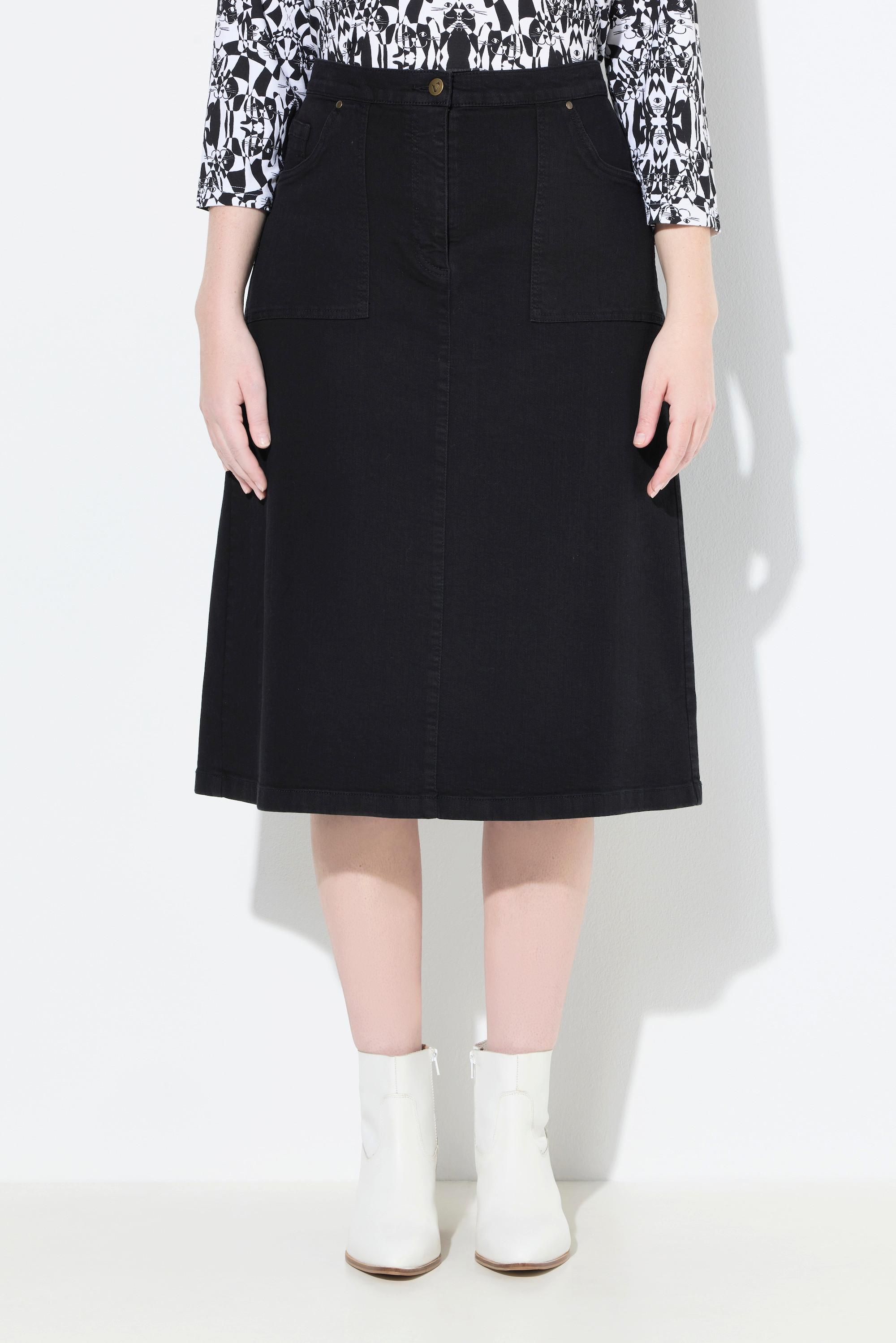 Ulla Popken Gonna di jeans A-line tasche comfort elasticizzato  