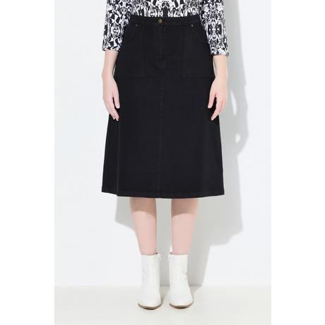 Ulla Popken Gonna di jeans A-line tasche comfort elasticizzato  