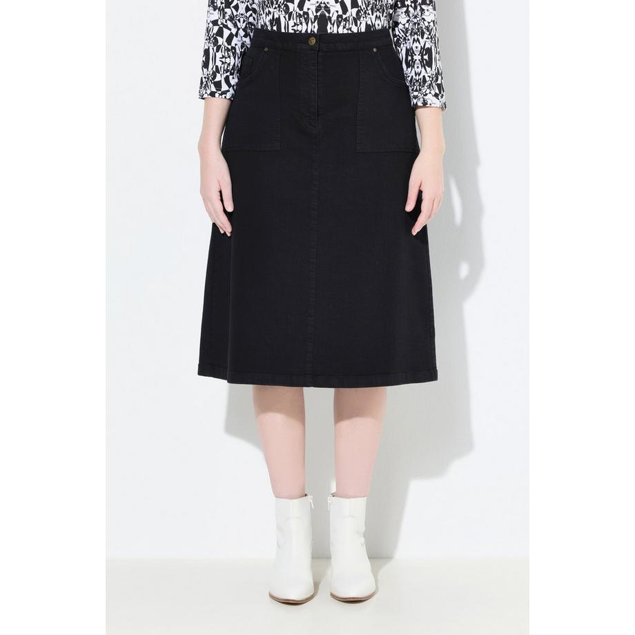 Ulla Popken Jupe trapèze en jean poches matière stretch  
