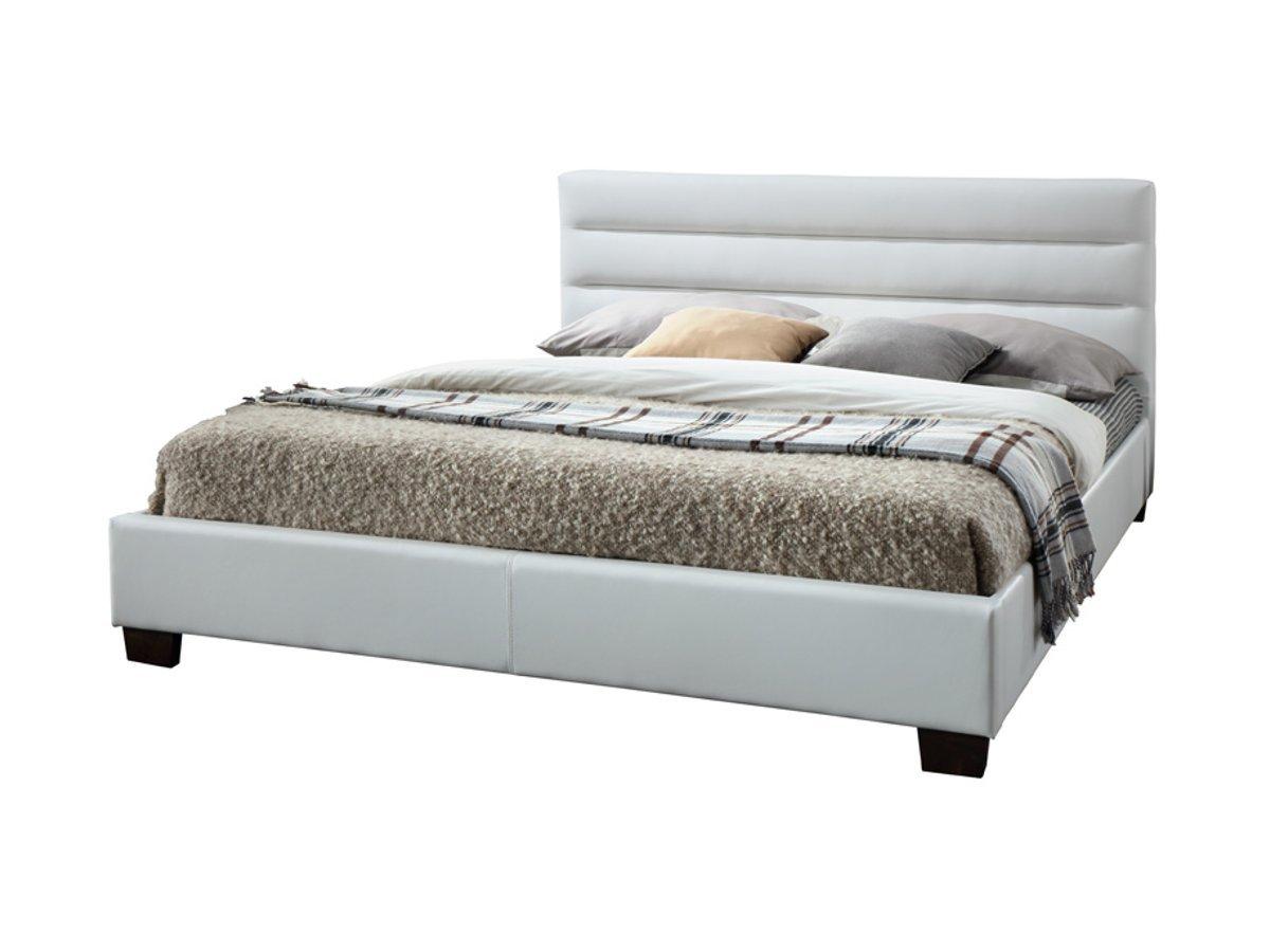 Vente-unique Letto 160 x 200 cm Similpelle Bianco + Materasso - FAUSTIN  