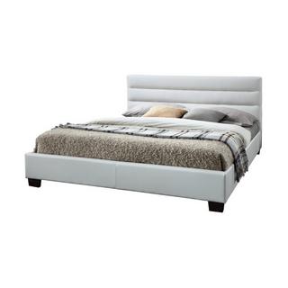 Vente-unique Lit 160 x 200 cm - Simili - Blanc + Matelas - FAUSTIN  