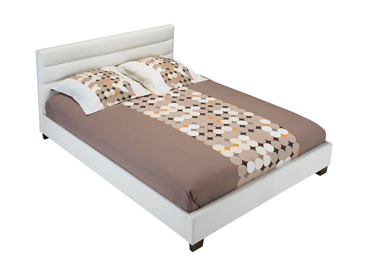 Vente-unique Letto 160 x 200 cm Similpelle Bianco + Materasso - FAUSTIN  