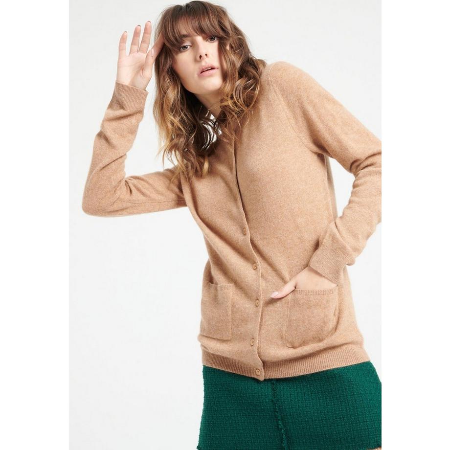 LILLY 4 Strickjacke mit tailliertem Rundhalsausschnitt - 100% Kaschmir