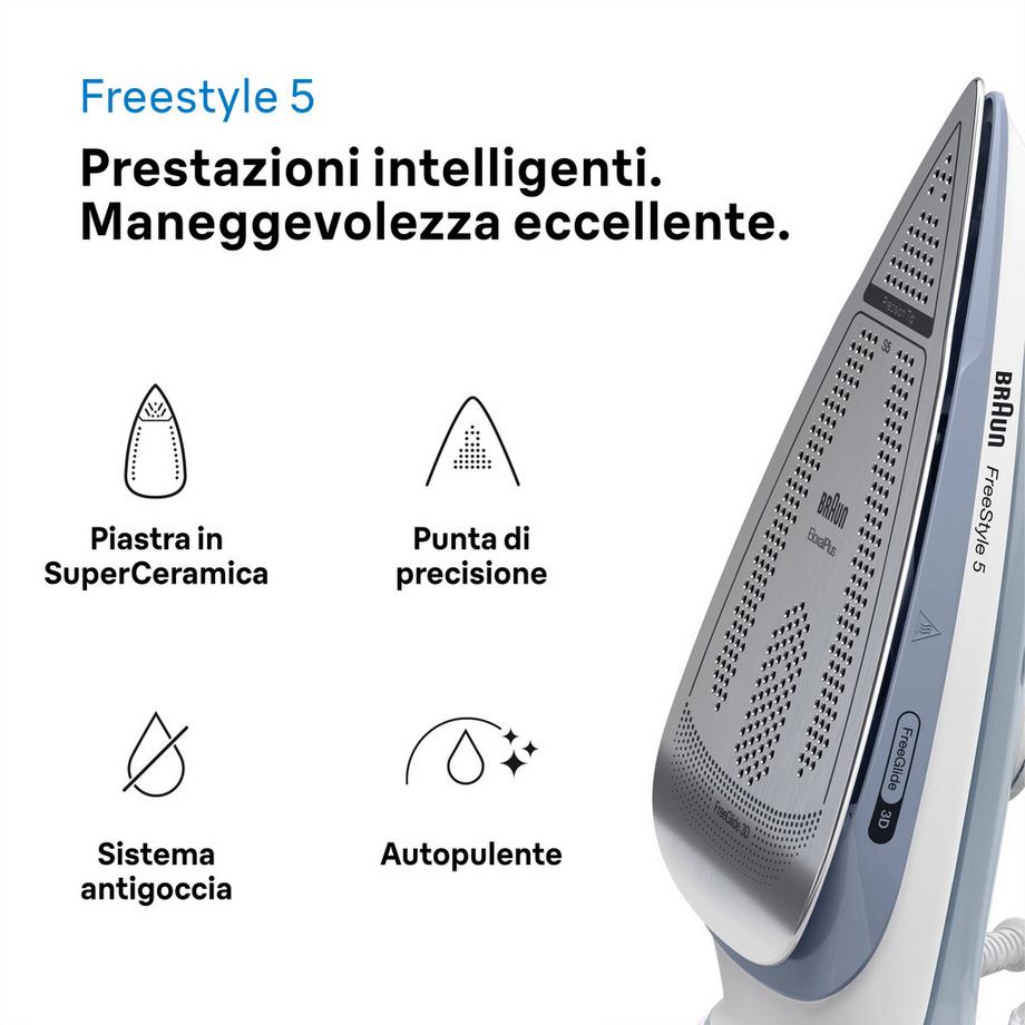 BRAUN Braun TexStyle 5 SI5078GY Fer à vapeur EloxalPlus soleplate 2800 W Gris, Blanc  