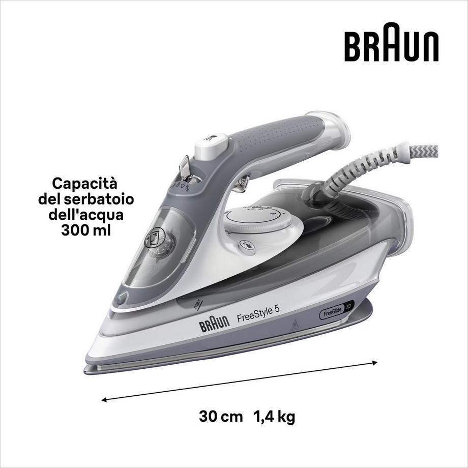 BRAUN Braun TexStyle 5 SI5078GY Fer à vapeur EloxalPlus soleplate 2800 W Gris, Blanc  