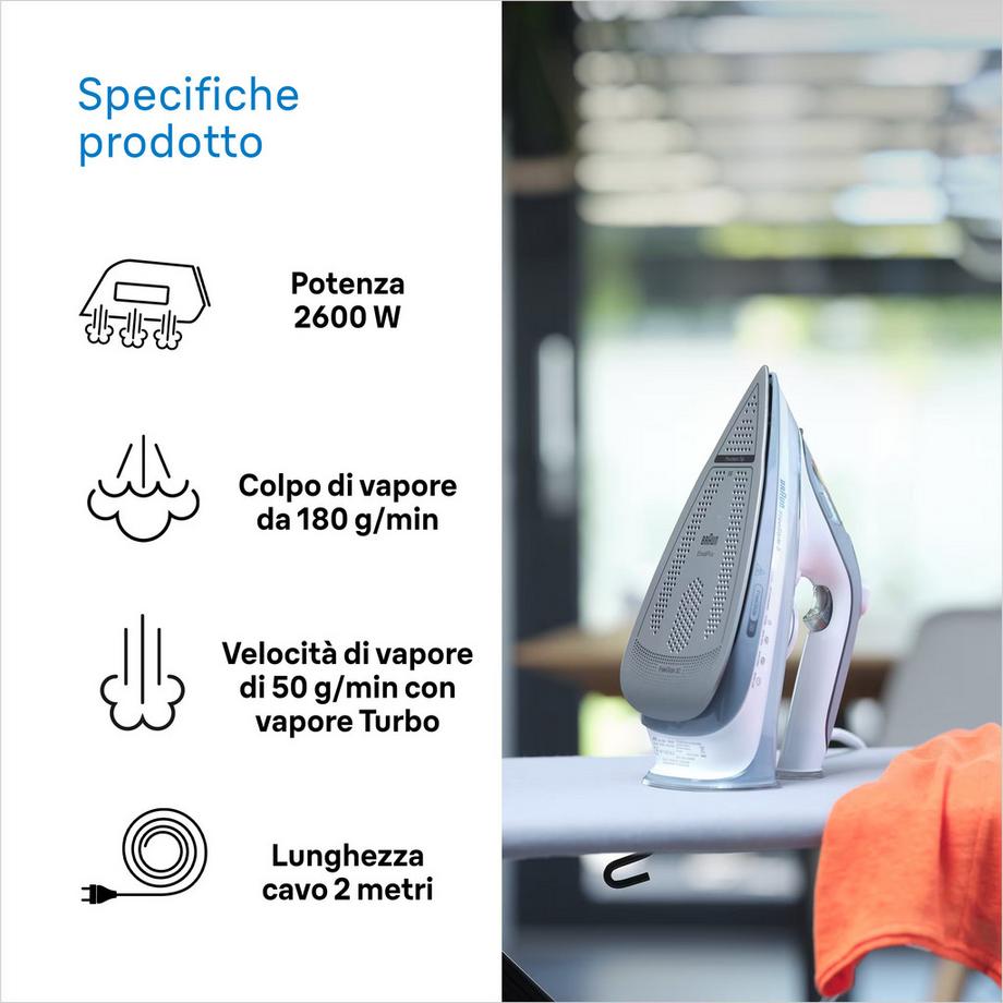 BRAUN Braun TexStyle 5 SI5078GY Fer à vapeur EloxalPlus soleplate 2800 W Gris, Blanc  