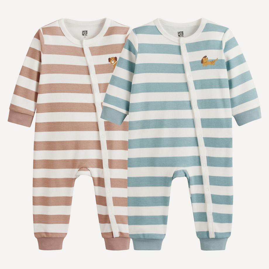 La Redoute Collections  2er-Pack einteiliger Pyjama ohne Füsse gestreift 