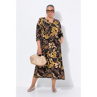 Ulla Popken Abito lungo in jersey linea ad A scollo a tunica manica 3/4  