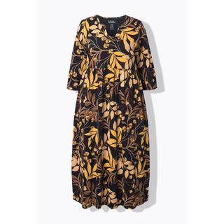 Ulla Popken Abito lungo in jersey linea ad A scollo a tunica manica 3/4  