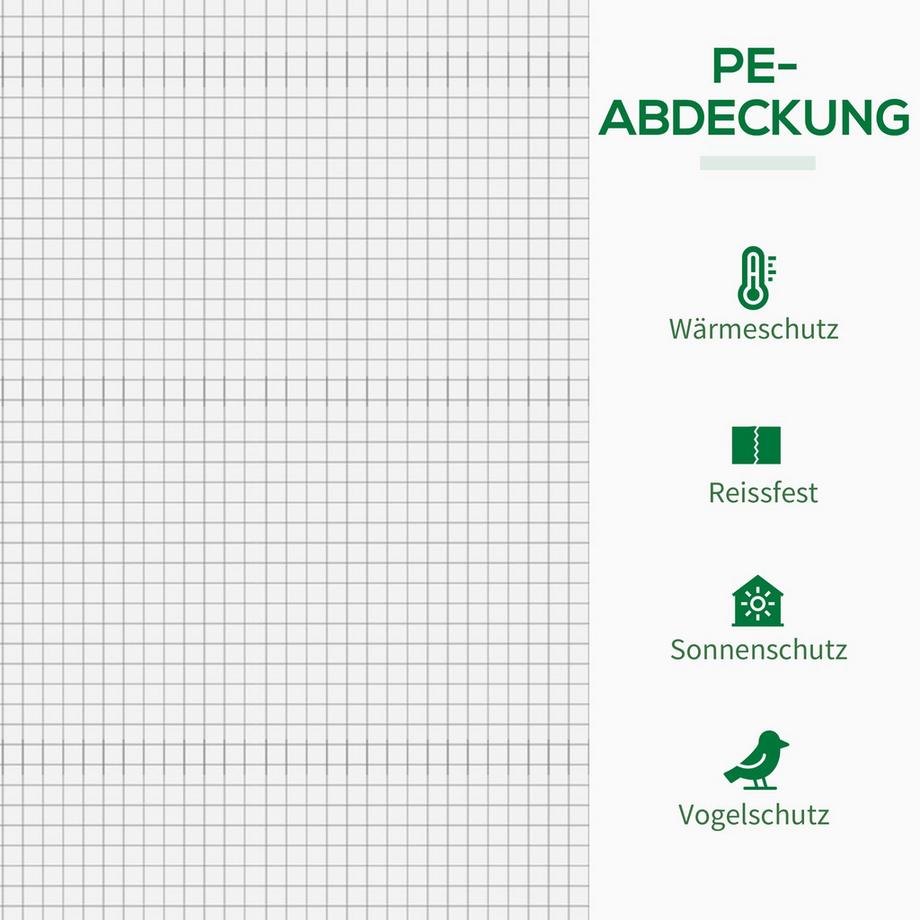 Northio Gewächshaus Foliengewächshaus 200x68x196cm mit Rolltür & Seitenfenster, winddicht, Stahl & PE, ideal für Gartenpflanzen  