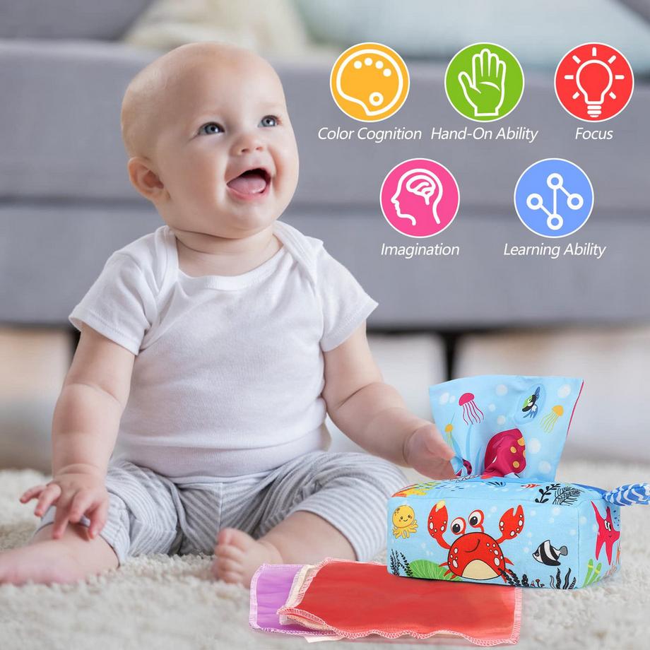 Activity-board  Taschentuchbox Babyspielzeug, Sensorisches Spielzeug Baby Shark Tissue Box Spielzeug 