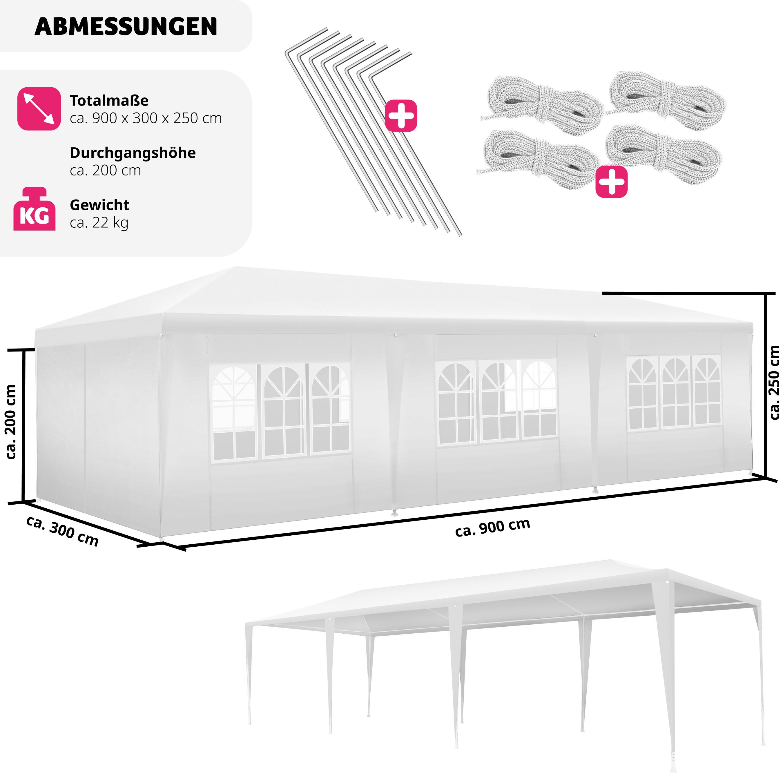 Tectake Gazebo Elasa 9 x 3 m con 8 pareti laterali  