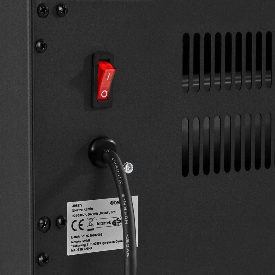 Tectake Cheminée électrique AIDAN 2 niveaux de puissance avec 900 W et 1800 W  