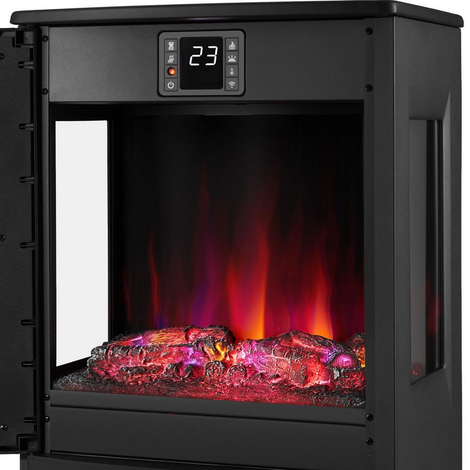 Tectake Cheminée électrique AIDAN 2 niveaux de puissance avec 900 W et 1800 W  