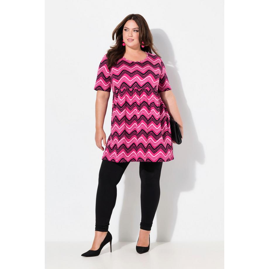 Ulla Popken Longshirt Zackenmuster A-Linie Rundhals 3/4-Arm  