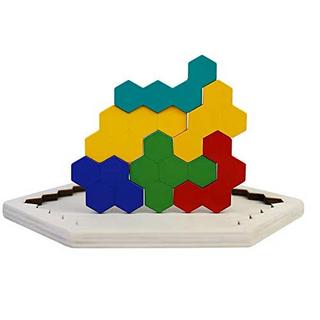 Activity-board  Puzzle hexagonal en bois, puzzle de 4, jouet d'apprentissage créatif, favorise l'imagination spatiale et la pensée logique, puzzle d'apprentissage. 