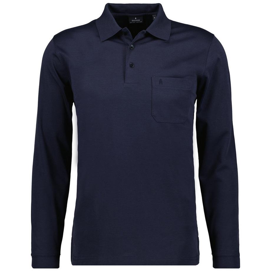 Polo  Confortable à porter-Soft Knit Polo Knopf Langarm