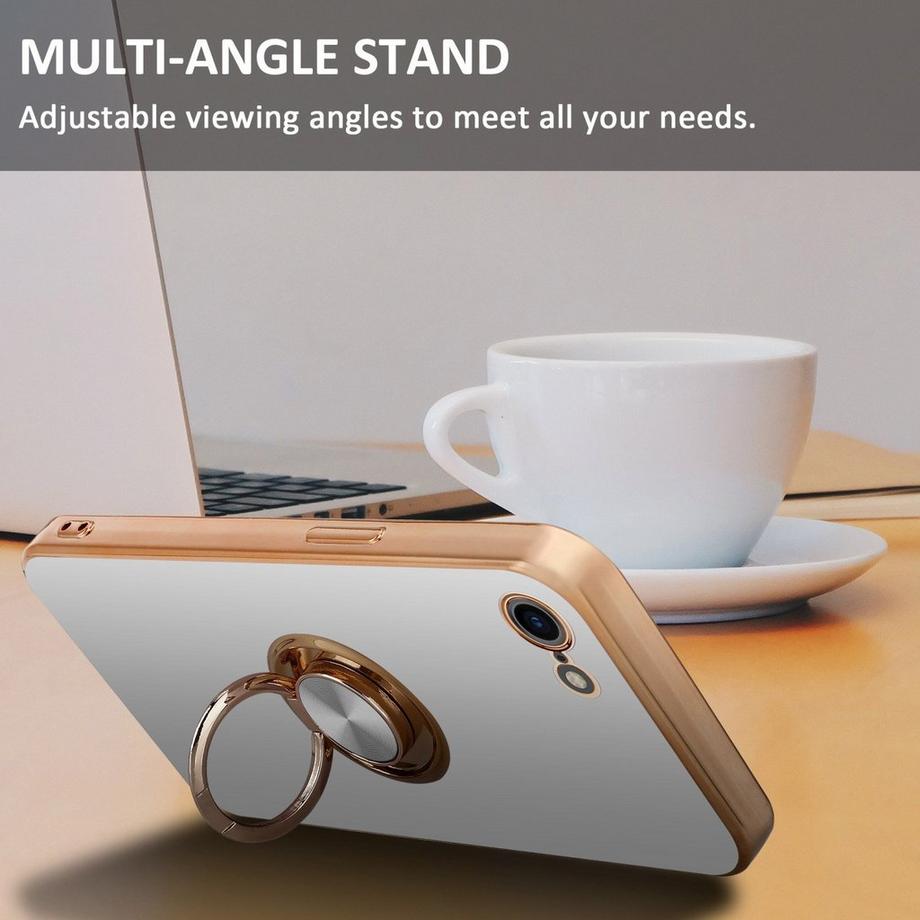 Cadorabo  Housse compatible avec Apple iPhone 7 / 7S / 8 / SE 2020 avec anneau - Coque de protection en silicone TPU flexible, avec protection pour appareil photo et support voiture magnétique 