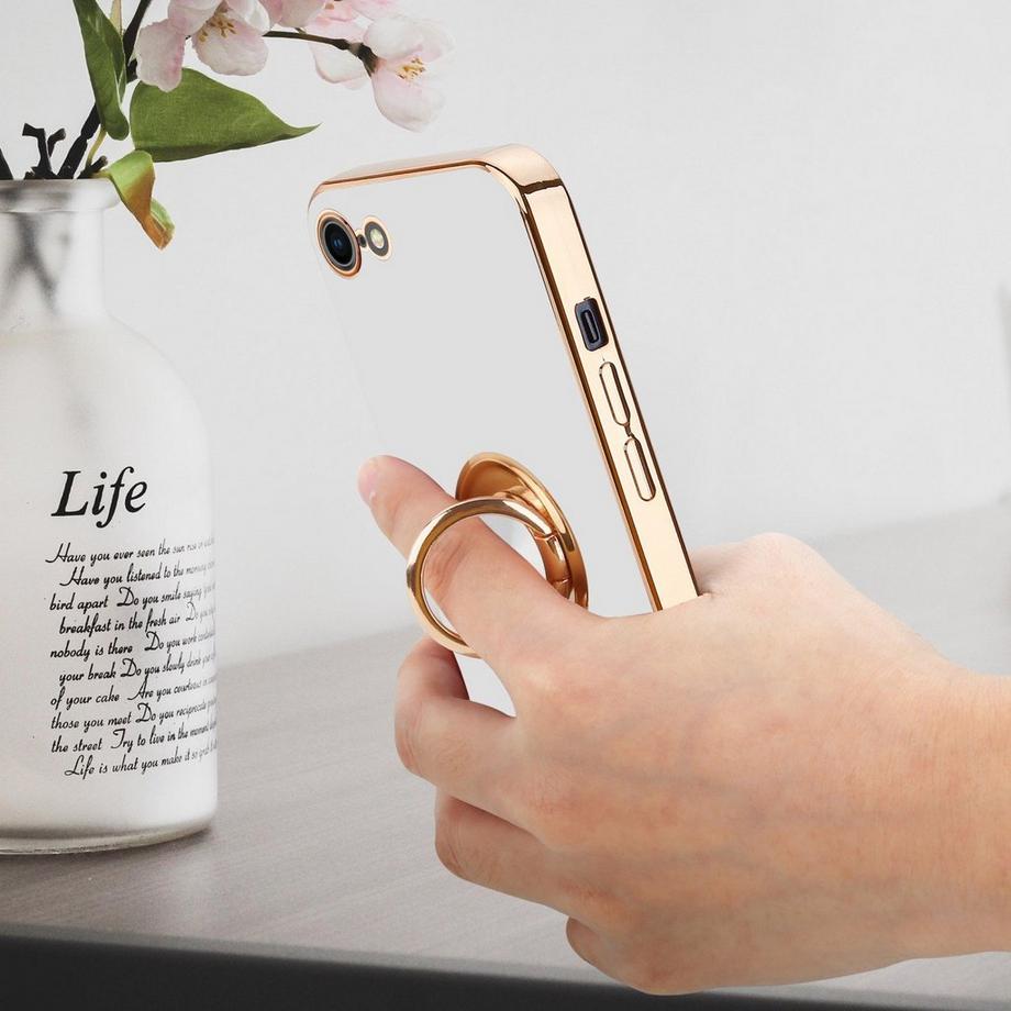 Cadorabo  Housse compatible avec Apple iPhone 7 / 7S / 8 / SE 2020 avec anneau - Coque de protection en silicone TPU flexible, avec protection pour appareil photo et support voiture magnétique 