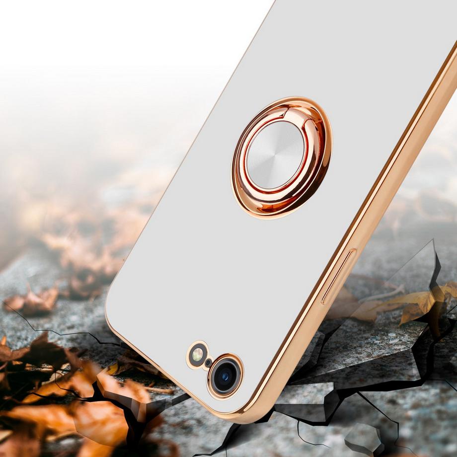 Cadorabo  Housse compatible avec Apple iPhone 7 / 7S / 8 / SE 2020 avec anneau - Coque de protection en silicone TPU flexible, avec protection pour appareil photo et support voiture magnétique 