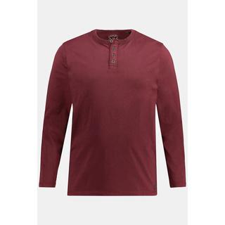 JP1880  T-shirt Henley à col rond et manches longues, style vintage, patte de boutonnage - jusqu'au 8 XL 