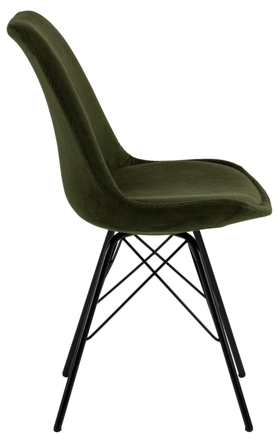 mutoni Chaise de salle à manger Giada Retro Wind tissu vert olive noir  