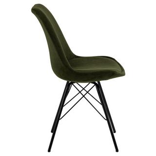 mutoni Chaise de salle à manger Giada Retro Wind tissu vert olive noir  