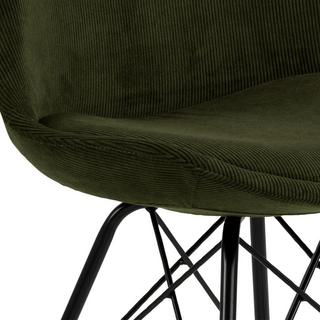 mutoni Chaise de salle à manger Giada Retro Wind tissu vert olive noir  