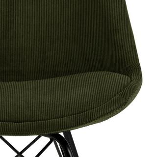 mutoni Chaise de salle à manger Giada Retro Wind tissu vert olive noir  