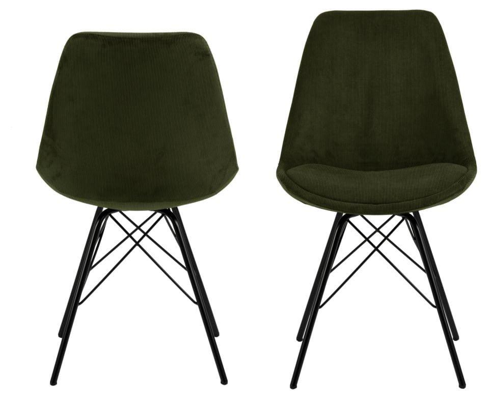 mutoni Chaise de salle à manger Giada Retro Wind tissu vert olive noir  