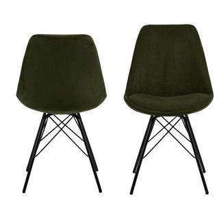 mutoni Chaise de salle à manger Giada Retro Wind tissu vert olive noir  