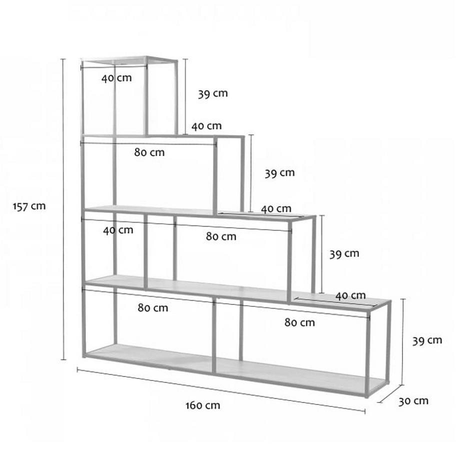 Calicosy Bücherregal im Treppen-Design - L160 x H157 cm - Colorado  