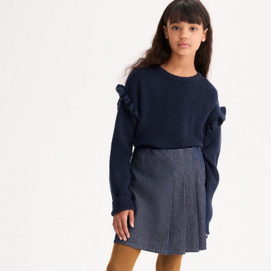 La Redoute Collections  Pull col rond en fine maille avec volants 