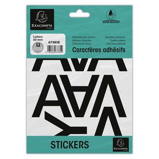 Exacompta Pochette de lettres adhésives noires A-Z 60 mm - x 10  